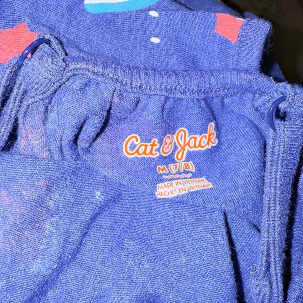 Cat & Jack Girls Watermelon Print Spaghetti Strap Romper Blue Size M 7/8